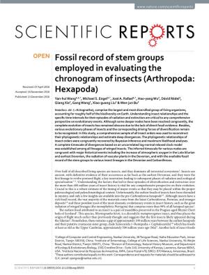 Fossil Record of Stem Groups Employed In