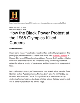 How the Black Power Protest at the 1968 Olympics Killed Careers