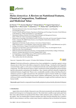 Malus Domestica: a Review on Nutritional Features, Chemical Composition, Traditional and Medicinal Value