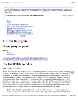 Roissy."The End of Beta Providers." Citizen Renegade, June 17, 2010