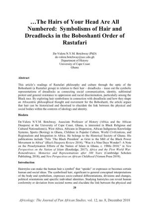 Symbolisms of Hair and Dreadlocks in the Boboshanti Order of Rastafari