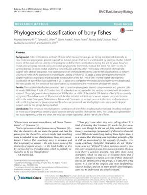 Phylogenetic Classification of Bony Fishes Ricardo Betancur-R1,2*, Edward O