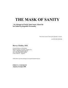 The Mask of Sanity