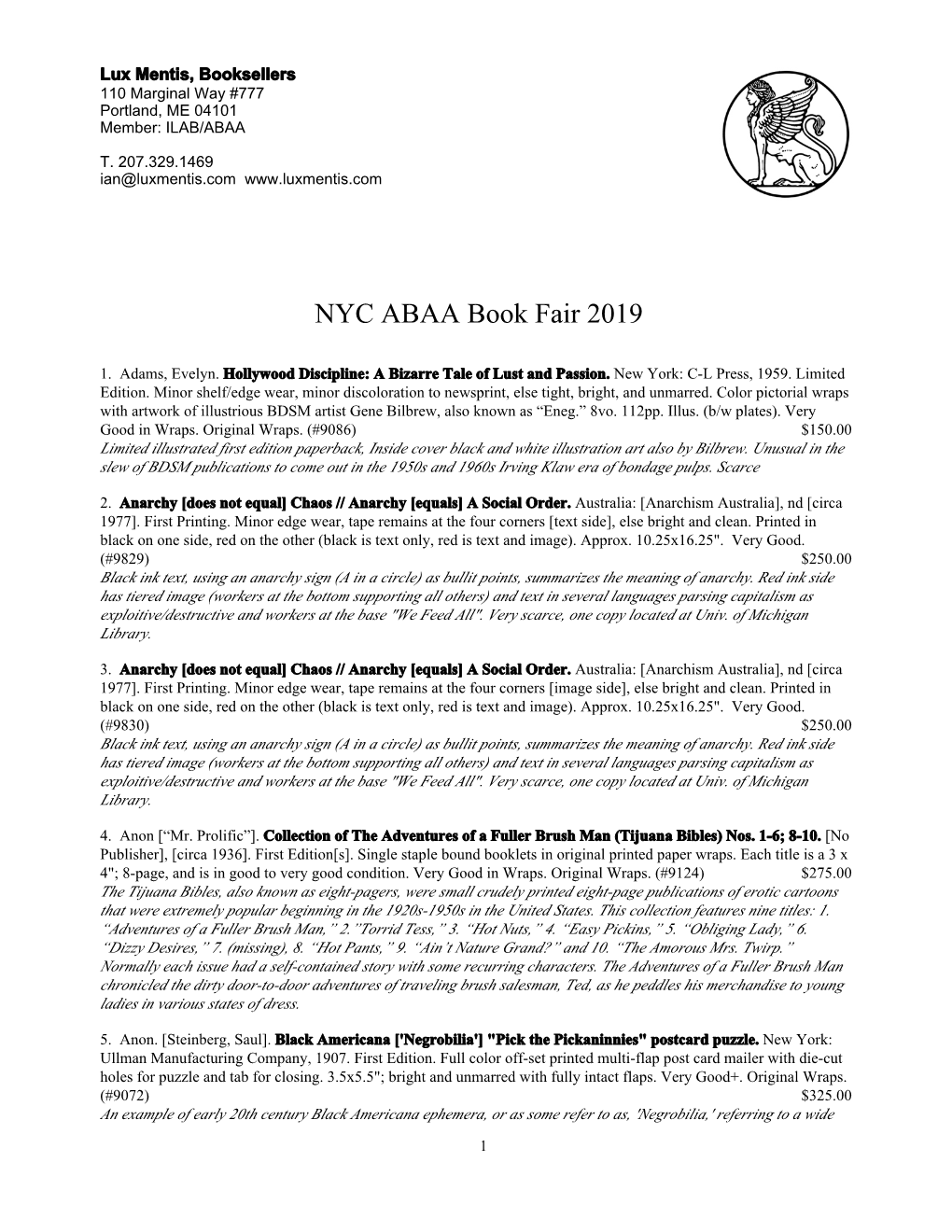 NYC ABAA Book Fair 2019