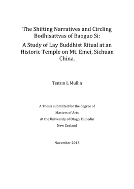 The Shifting Narratives and Circling Bodhisattvas of Baoguo Si: a Study of Lay Buddhist Ritual at an Historic Temple on Mt