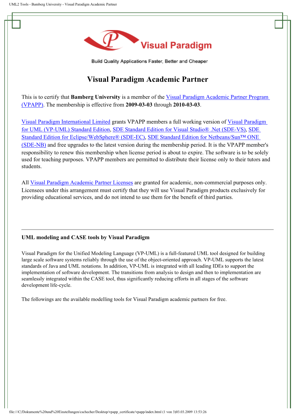 Visual Paradigm Academic Partner