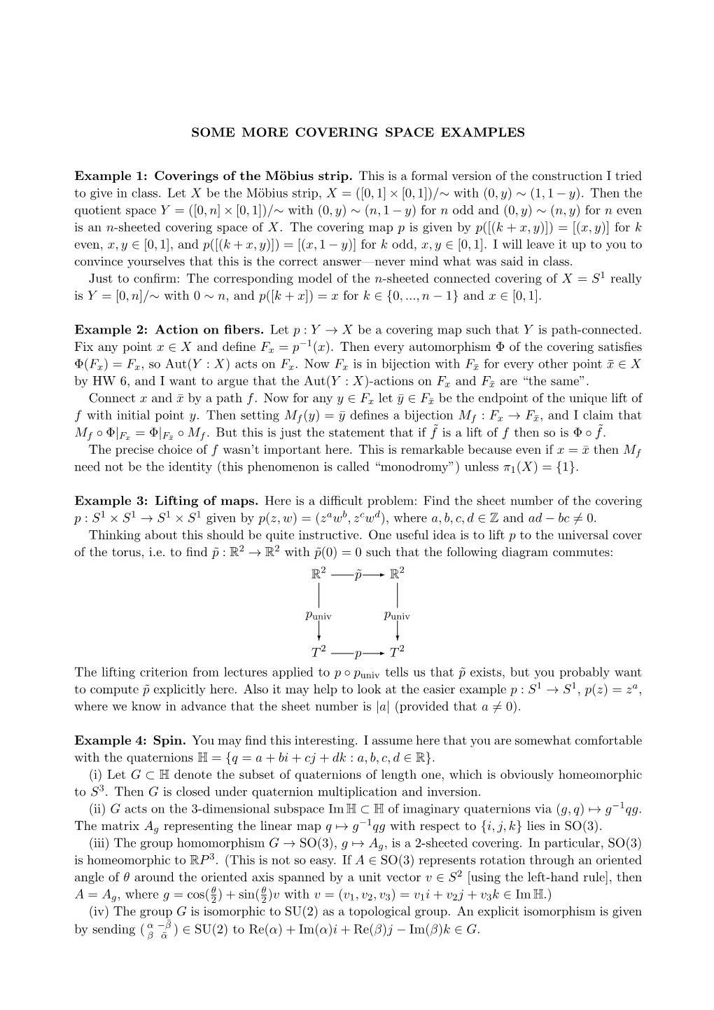 Some More Covering Space Examples