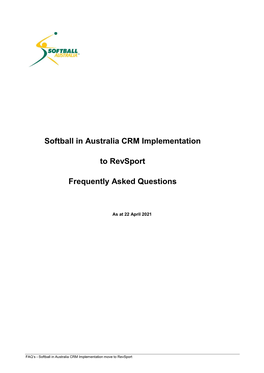 Softball in Australia CRM Implementation to Revsport