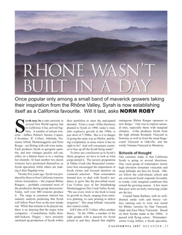 Tablas Creek Press: Decanter "Rhone Wasn't Built in a Day" August 2007