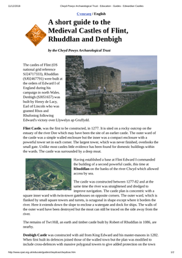 A Short Guide to the Medieval Castles of Flint, Rhuddlan and Denbigh