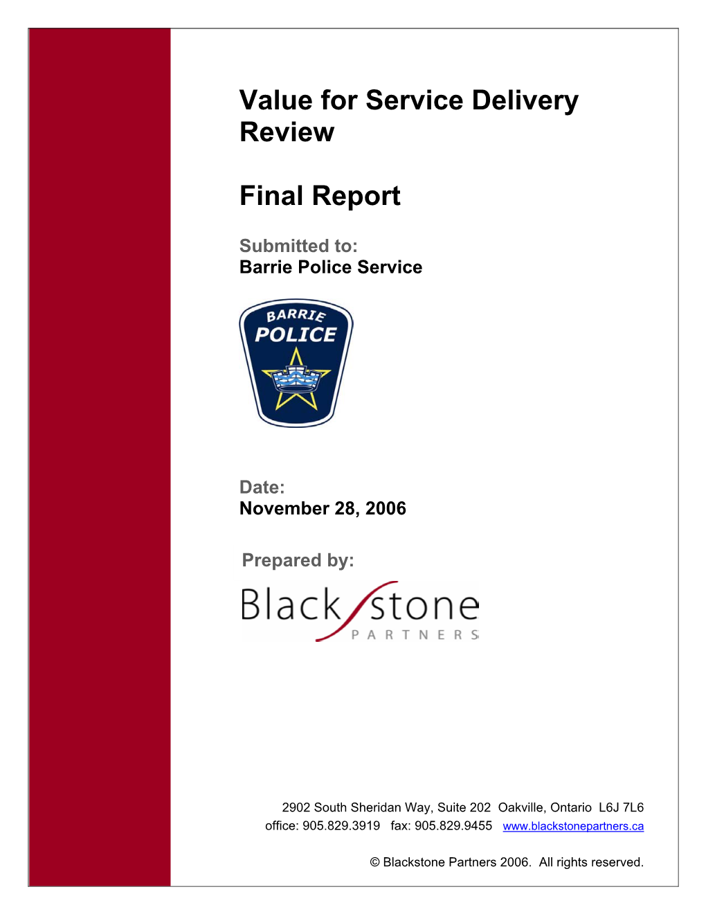 Value for Service Delivery Review