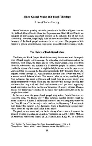 Black Gospel Music and Black Theology Louis-Charles Harvey