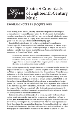 PROGRAM NOTES by JACQUES OGG Friday, April 6, 7:30 P.M