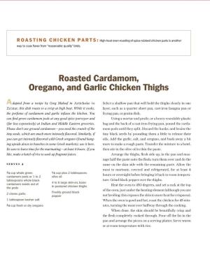 Roasted Cardamom, Oregano, and Garlic Chicken Thighs