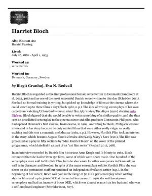 Harriet Bloch