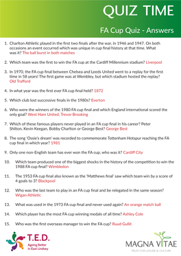 FA Cup Quiz Answers