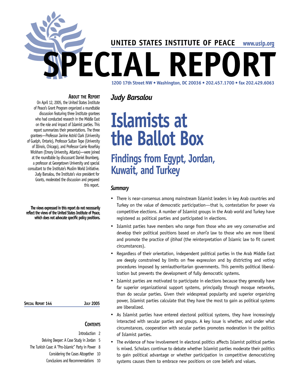 Islamists at the Ballot Box: Findings from Egypt, Jordan, Kuwait, And
