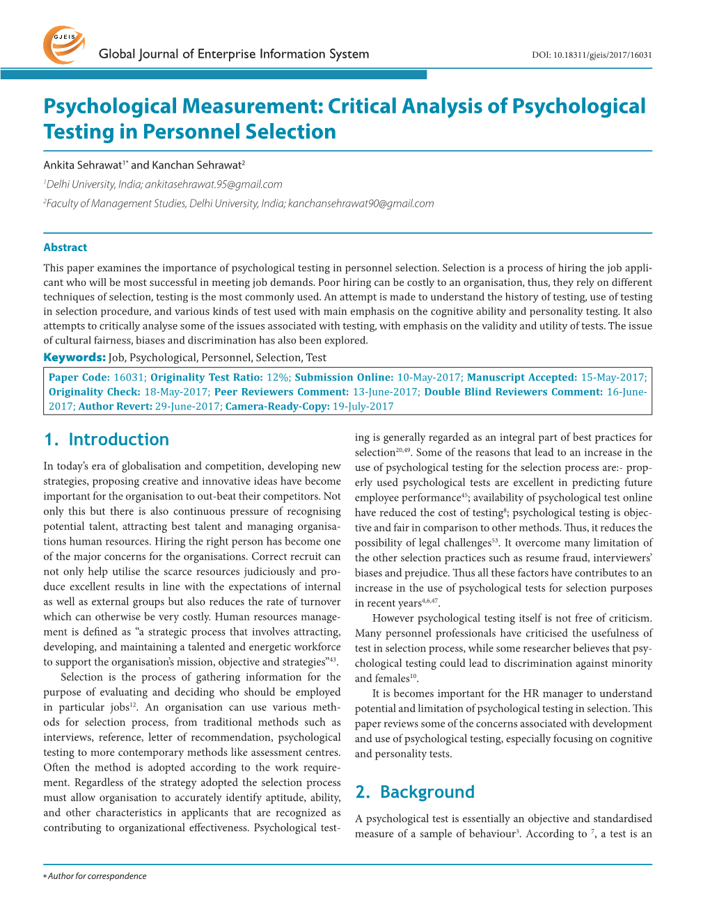 Critical Analysis of Psychological Testing in Personnel Selection