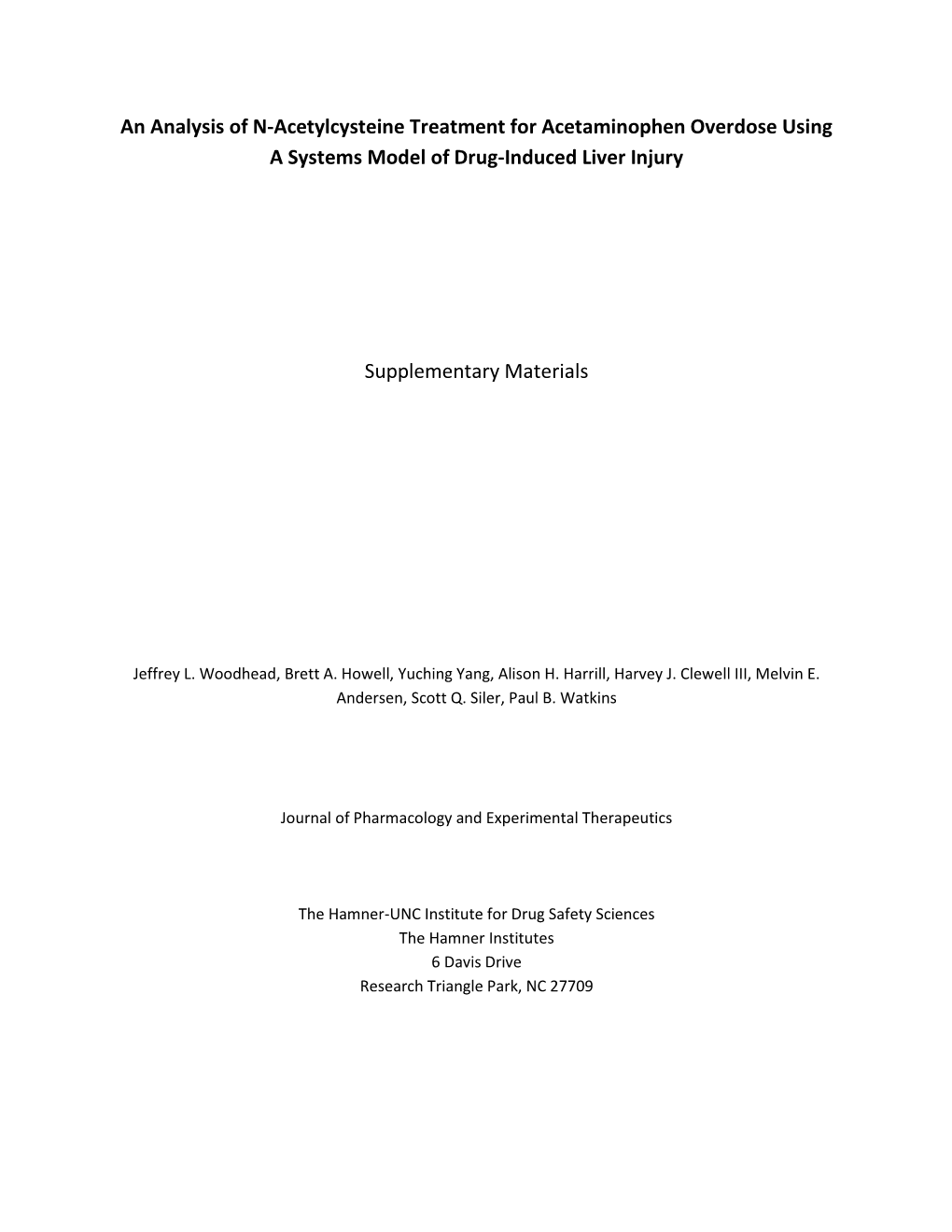 An Analysis of N-Acetylcysteine Treatment for Acetaminophen Overdose Using a Systems Model of Drug-Induced Liver Injury