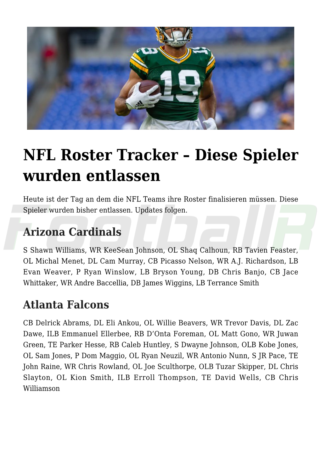 NFL Roster Tracker – Diese Spieler Wurden Entlassen