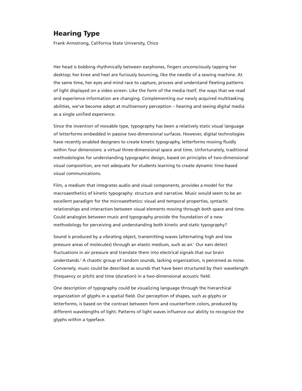 Hearing Type Frank Armstrong, California State University, Chico
