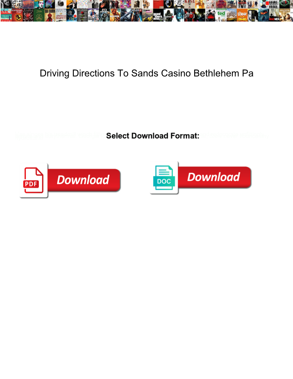 Driving Directions to Sands Casino Bethlehem Pa