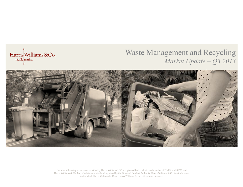 Waste Management and Recycling Market Update – Q3 2013