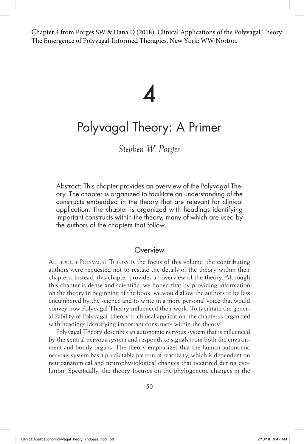 Polyvagal Theory: a Primer Stephen W