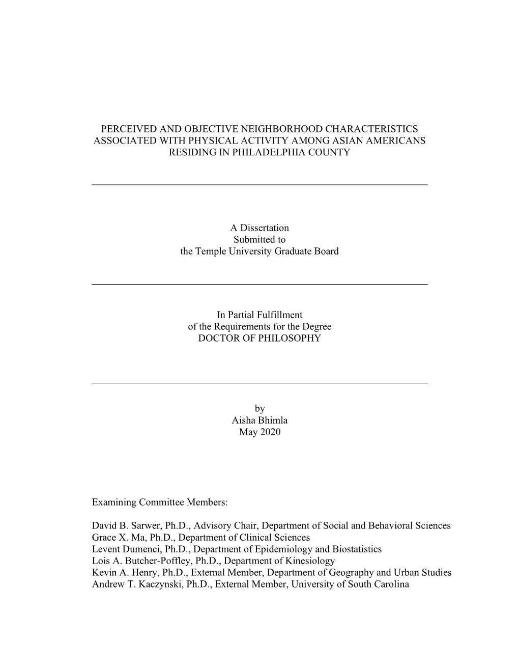 Perceived and Objective Neighborhood Characteristics Associated with Physical Activity Among Asian Americans Residing in Philadelphia County