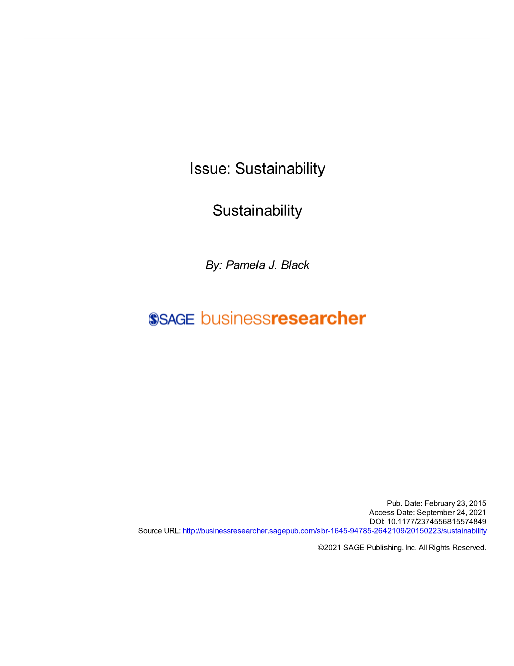 Sustainability Sustainability