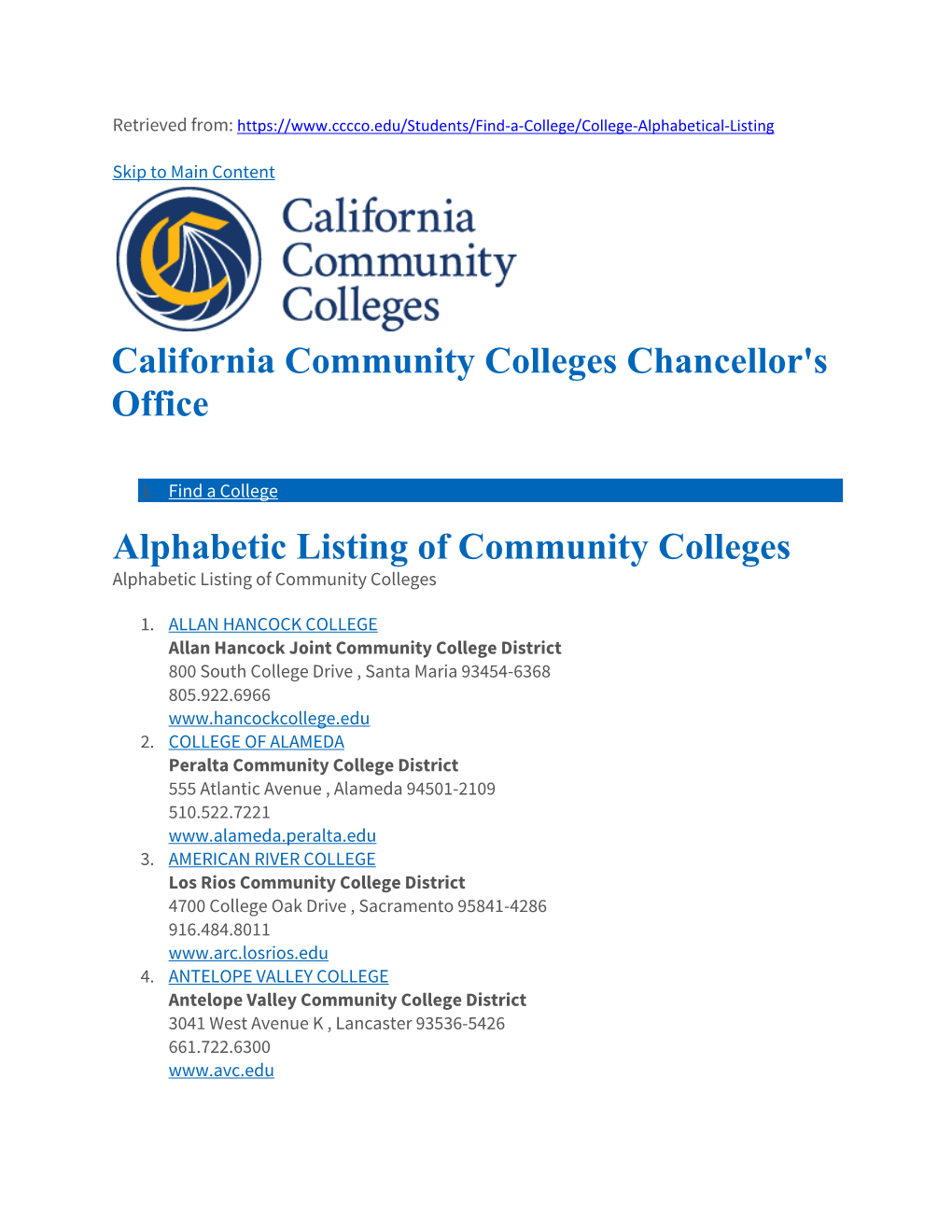 California Community Colleges Chancellor's Office