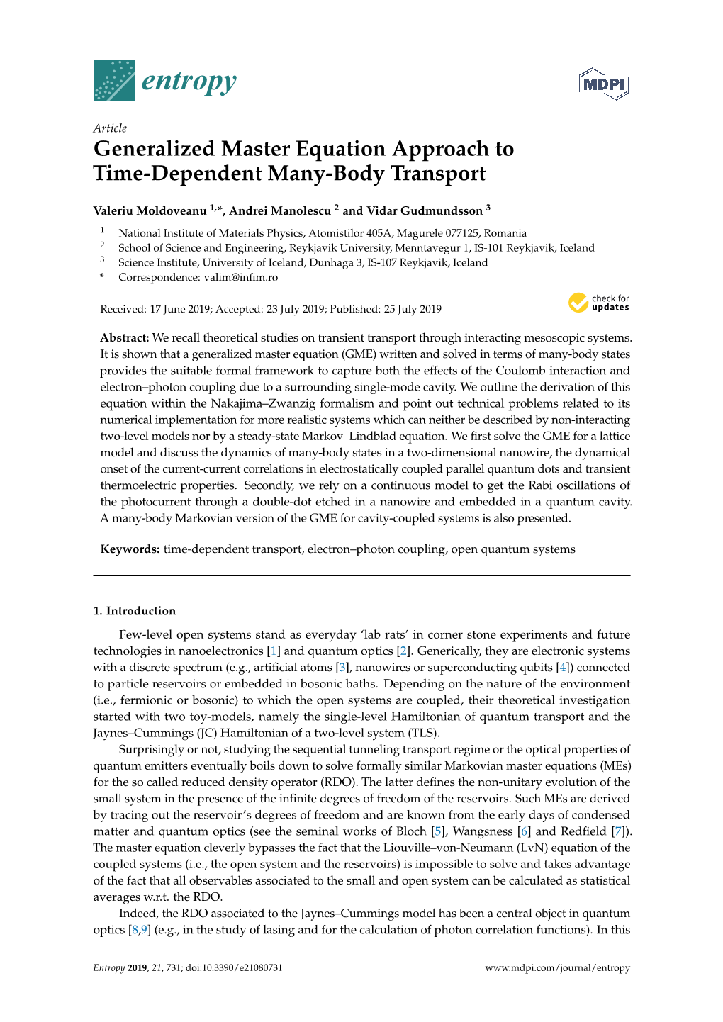 Generalized Master Equation Approach to Time-Dependent Many-Body Transport