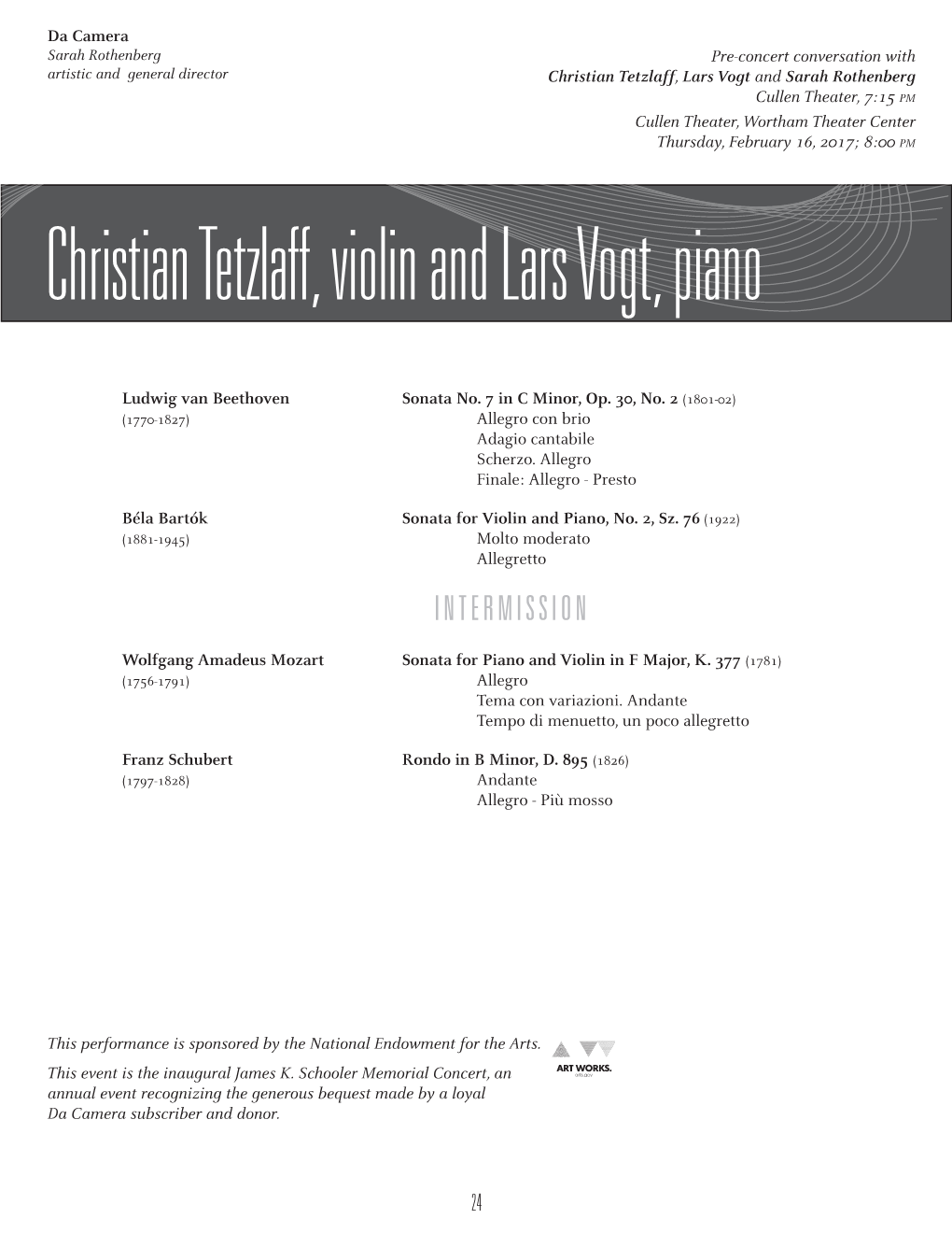 Christian Tetzlaff, Violin and Lars Vogt, Piano