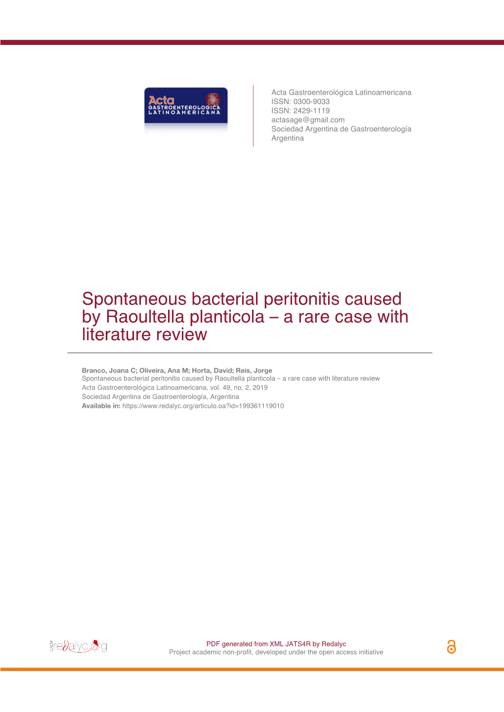 Spontaneous Bacterial Peritonitis Caused by Raoultella Planticola – a Rare Case with Literature Review