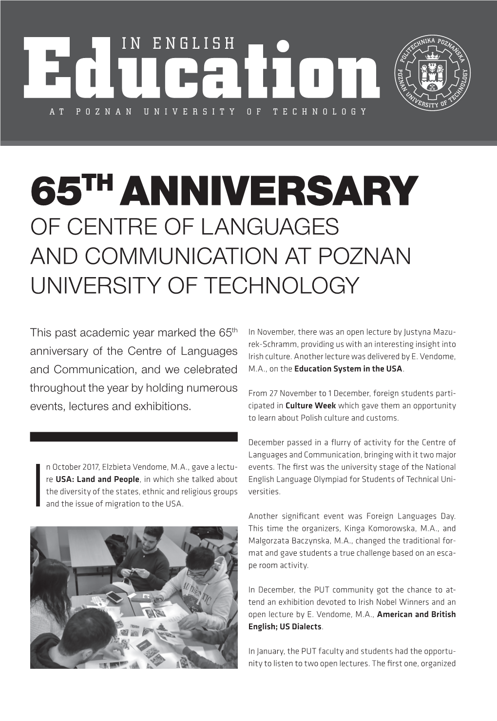 65Th Anniversary of Centre of Languages and Communication at Poznan University of Technology