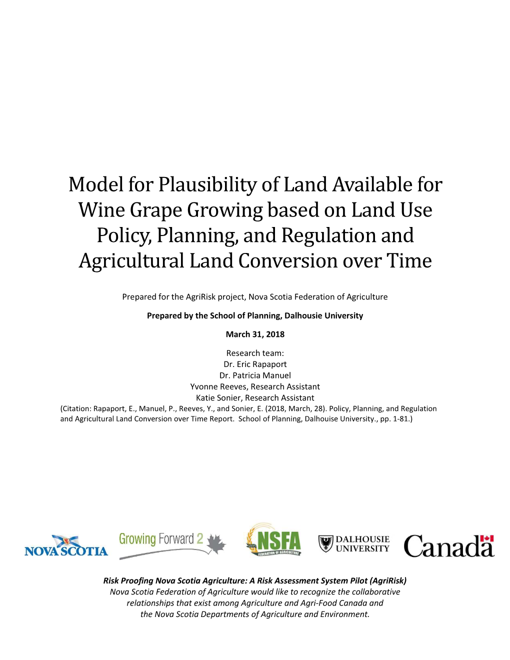 Model for Plausibility of Land Availability for Wine Grape Growing