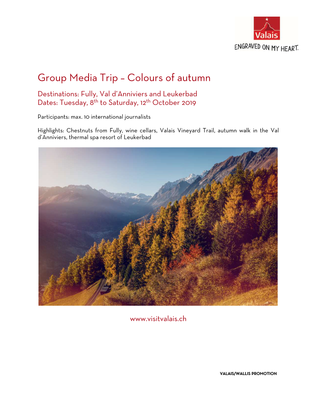 Press Trip Valais Autumn 2019
