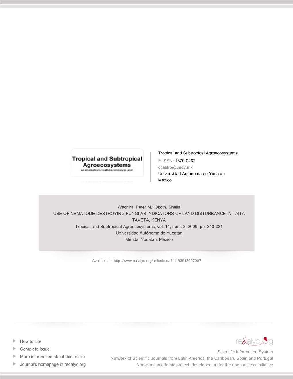 Redalyc.USE of NEMATODE DESTROYING FUNGI AS