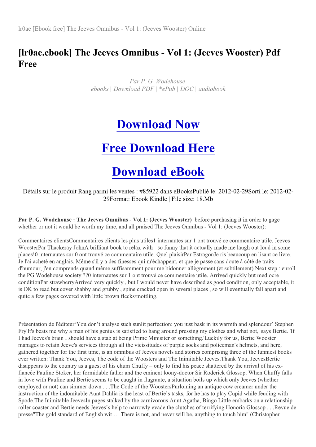 Lr0ae [Ebook Free] the Jeeves Omnibus - Vol 1: (Jeeves Wooster) Online