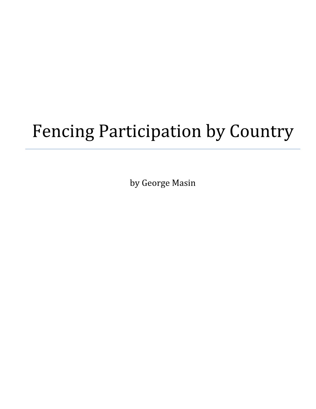 Fencing Participation by Country