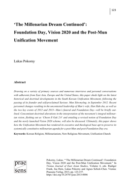 Foundation Day, Vision 2020 and the Post-Mun Unification Movement