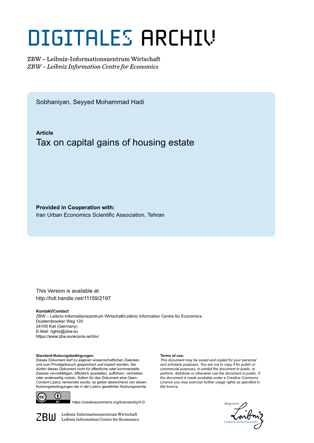 Tax on Capital Gains of Housing Estate