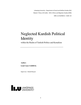 Neglected Kurdish Political Identity Within the Realm of Turkish Politics and Kemalism