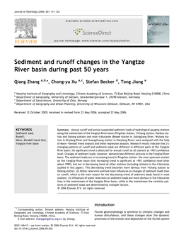 Sediment and Runoff Changes in the Yangtze River Basin During Past 50 Years