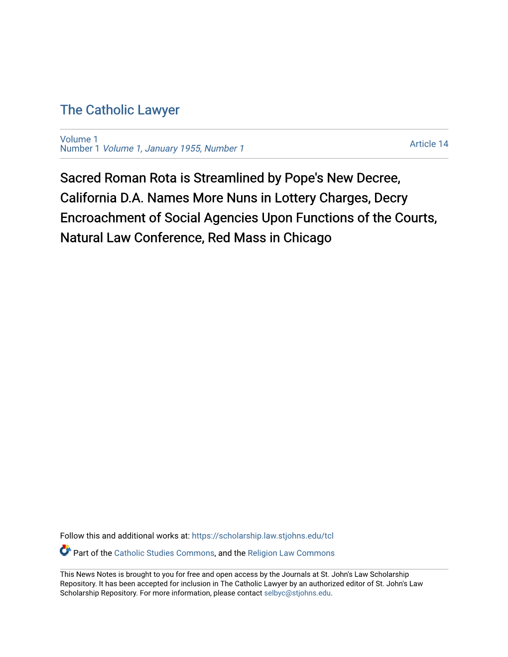 Sacred Roman Rota Is Streamlined by Pope's New Decree, California D.A