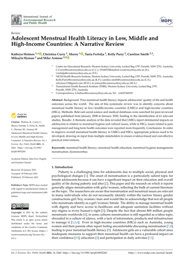 Adolescent Menstrual Health Literacy in Low, Middle and High-Income Countries: a Narrative Review