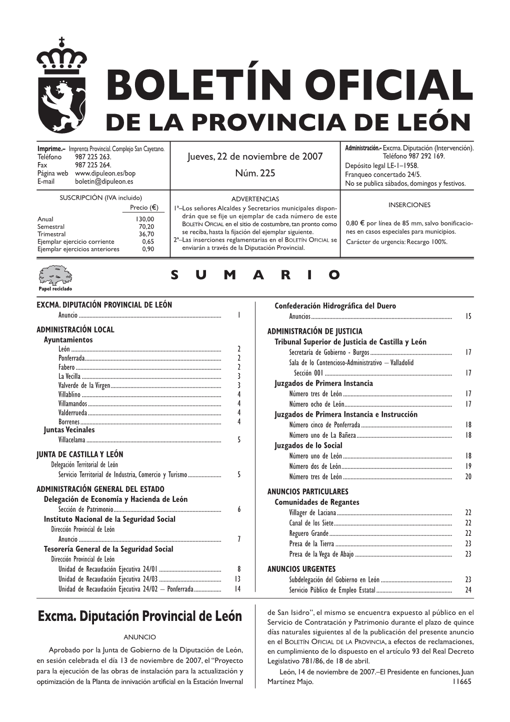 Boletín Oficial De La Provincia De León