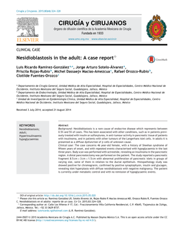 Nesidioblastosis in the Adult: a Case Report