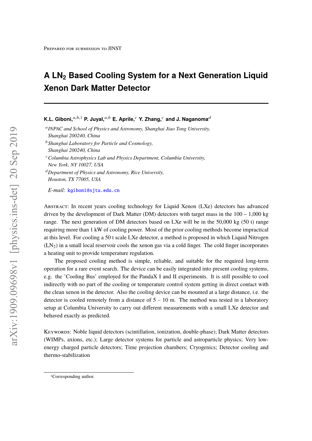 A LN $ 2 $ Based Cooling System for a Next Generation Liquid Xenon