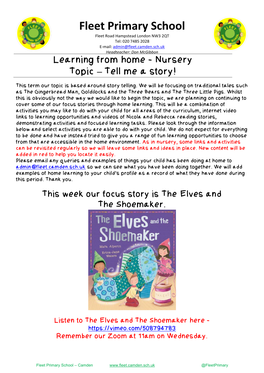 Nursery Topic – Tell Me a Story!
